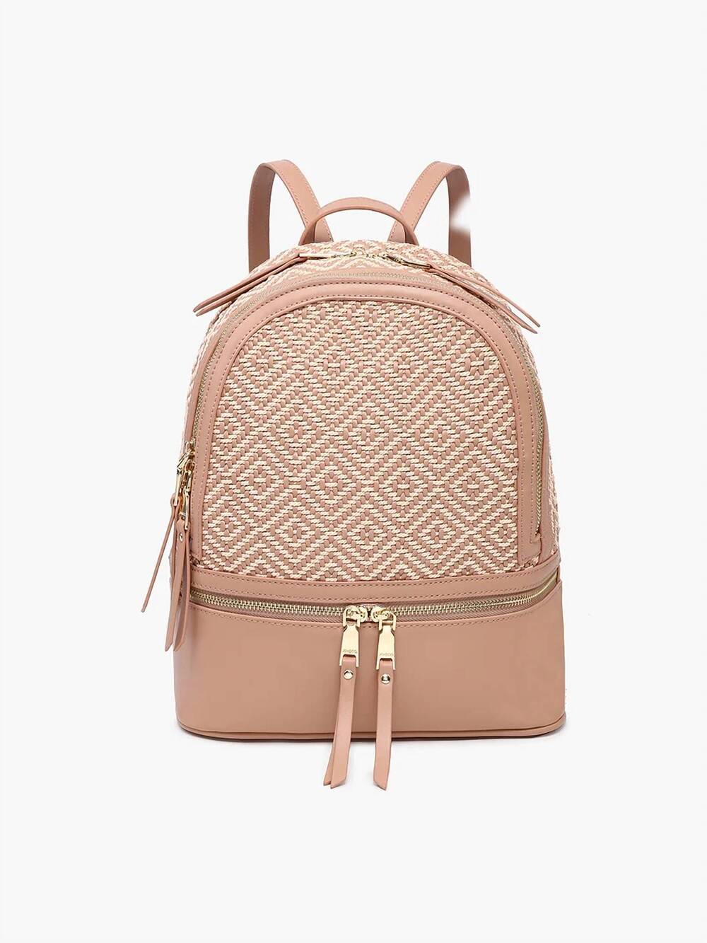 NEW JEN & CO. women's zahava woven diamond backpack in mauve